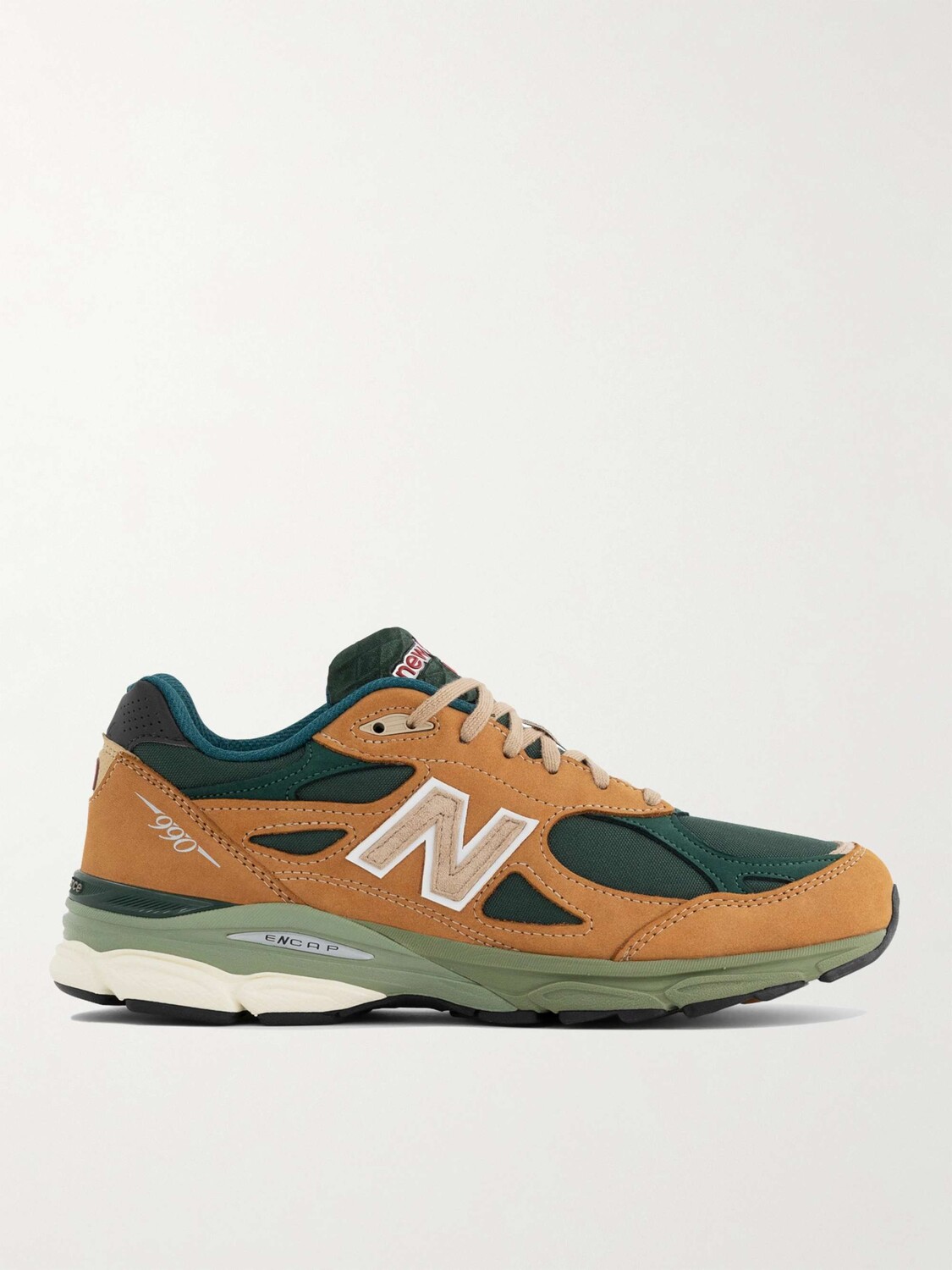 

Кроссовки 990v3 из сетки и замши с кожаной отделкой NEW BALANCE, тан