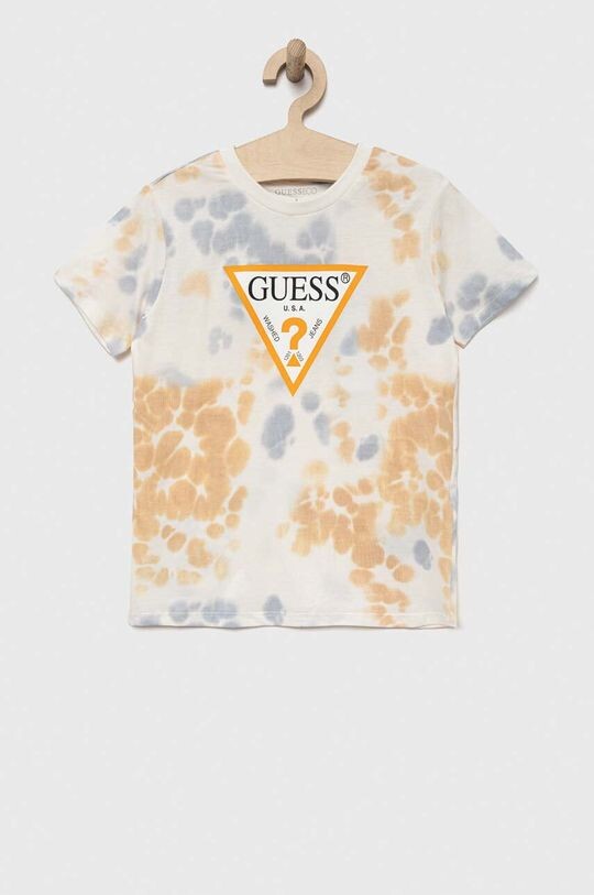 

Детская хлопковая футболка Guess, бежевый