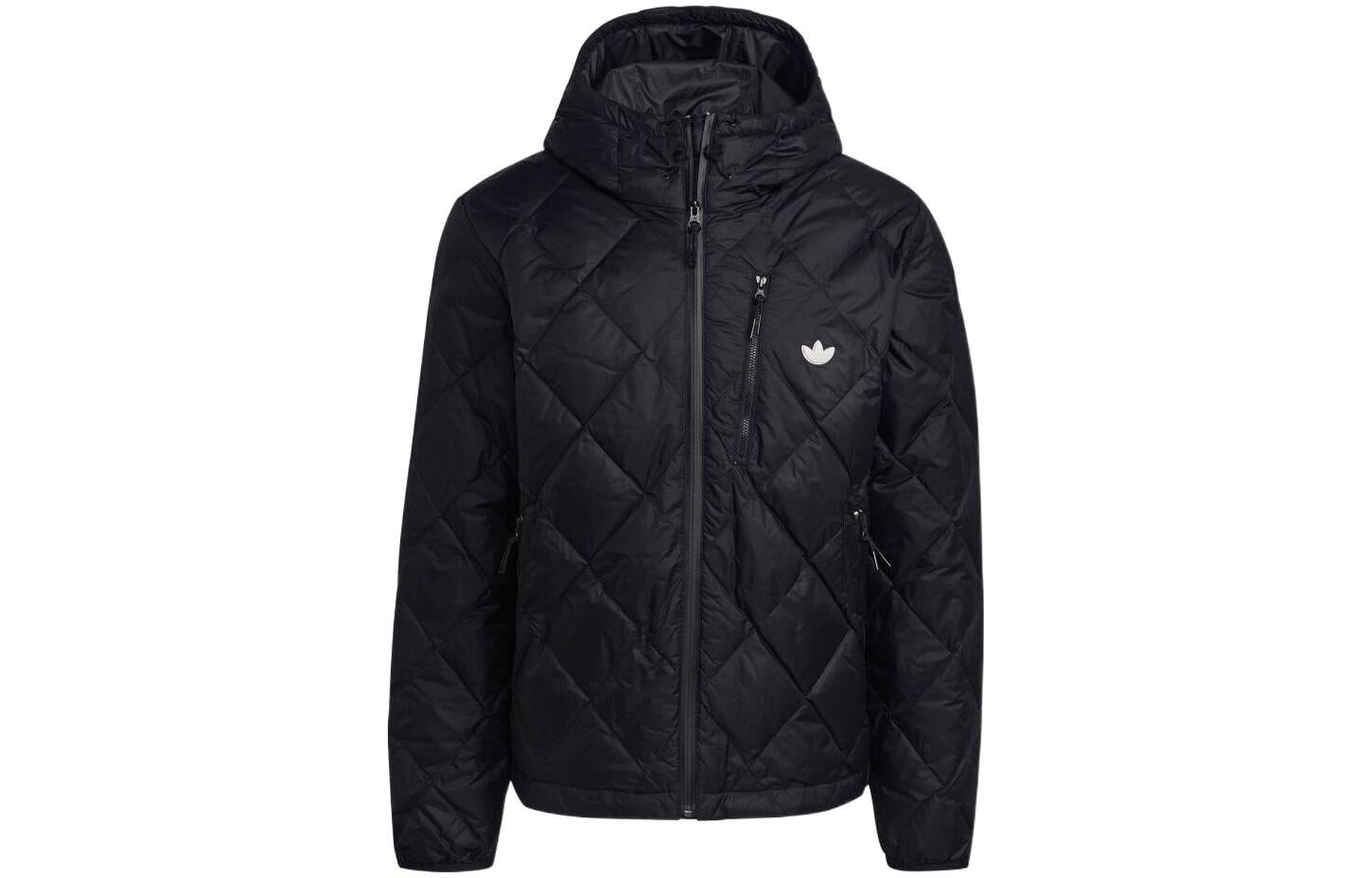 

Пуховик Adidas Originals Logo Print Hoodie с капюшоном, черный
