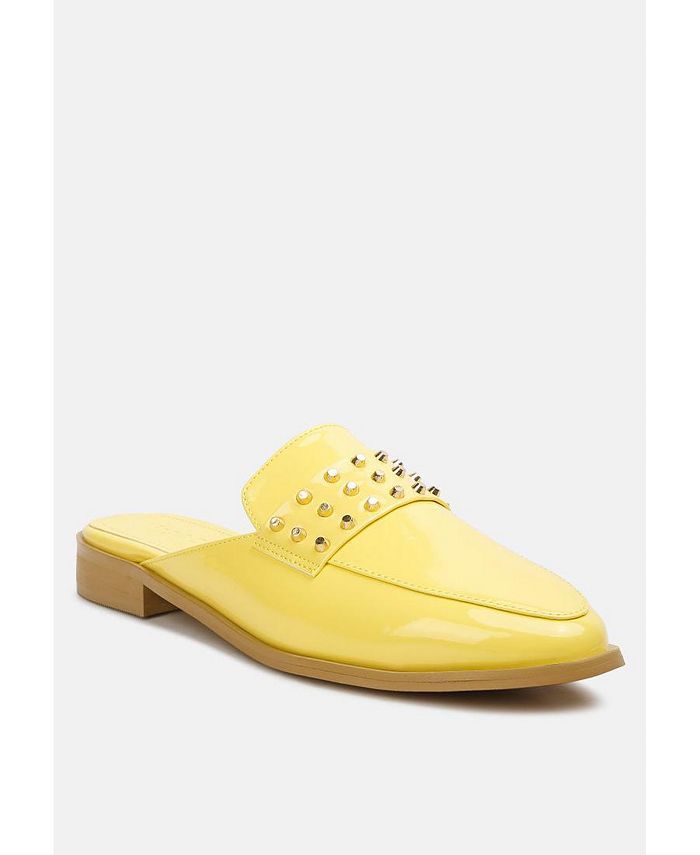 Женские сабо на плоской подошве с лакированными заклепками YASHTA Rag & Co, желтый женские туфли на плоской подошве aiyuqi весенние повседневные туфли из натуральной кожи большие размеры 2022