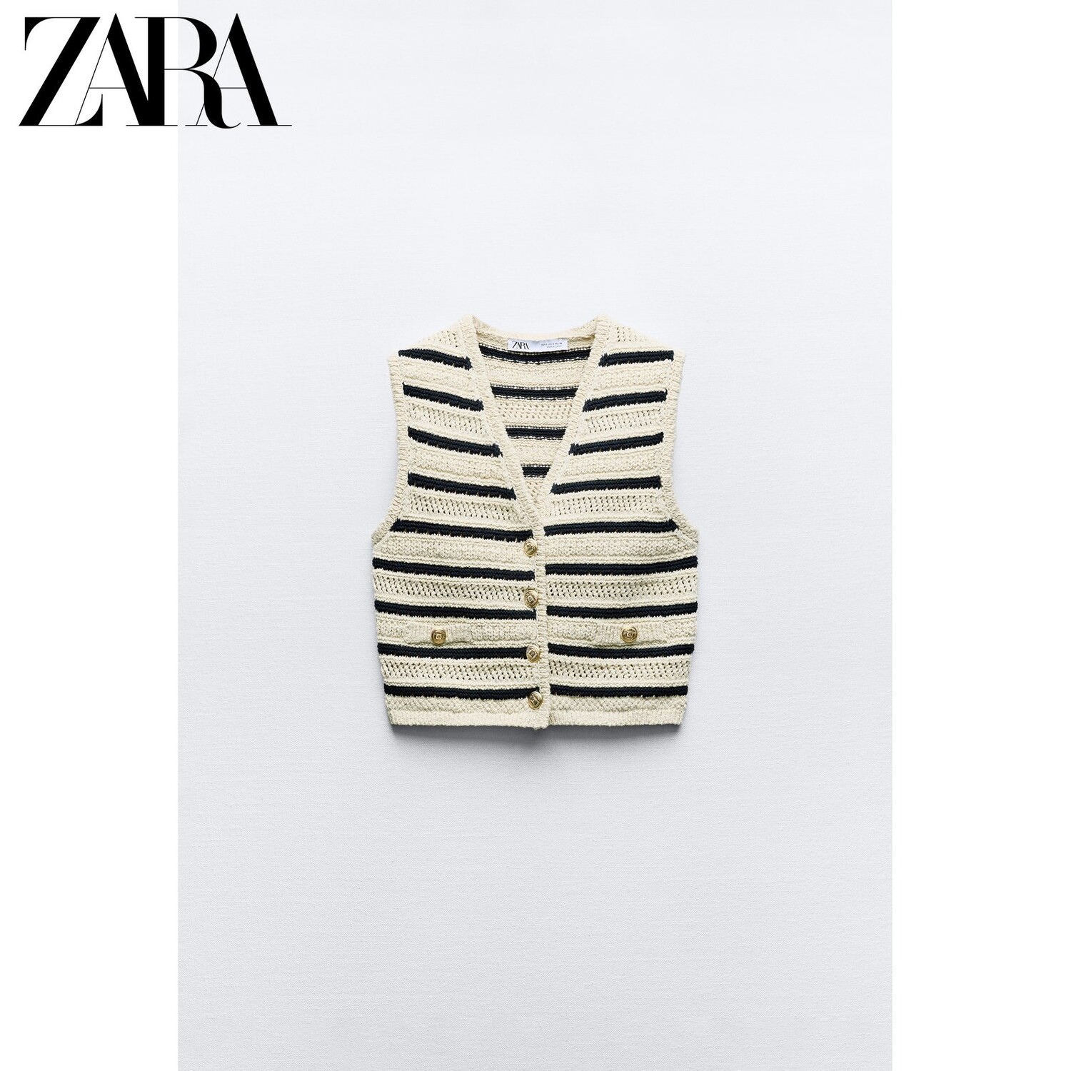 Топ женский Zara в полоску, белый / черный
