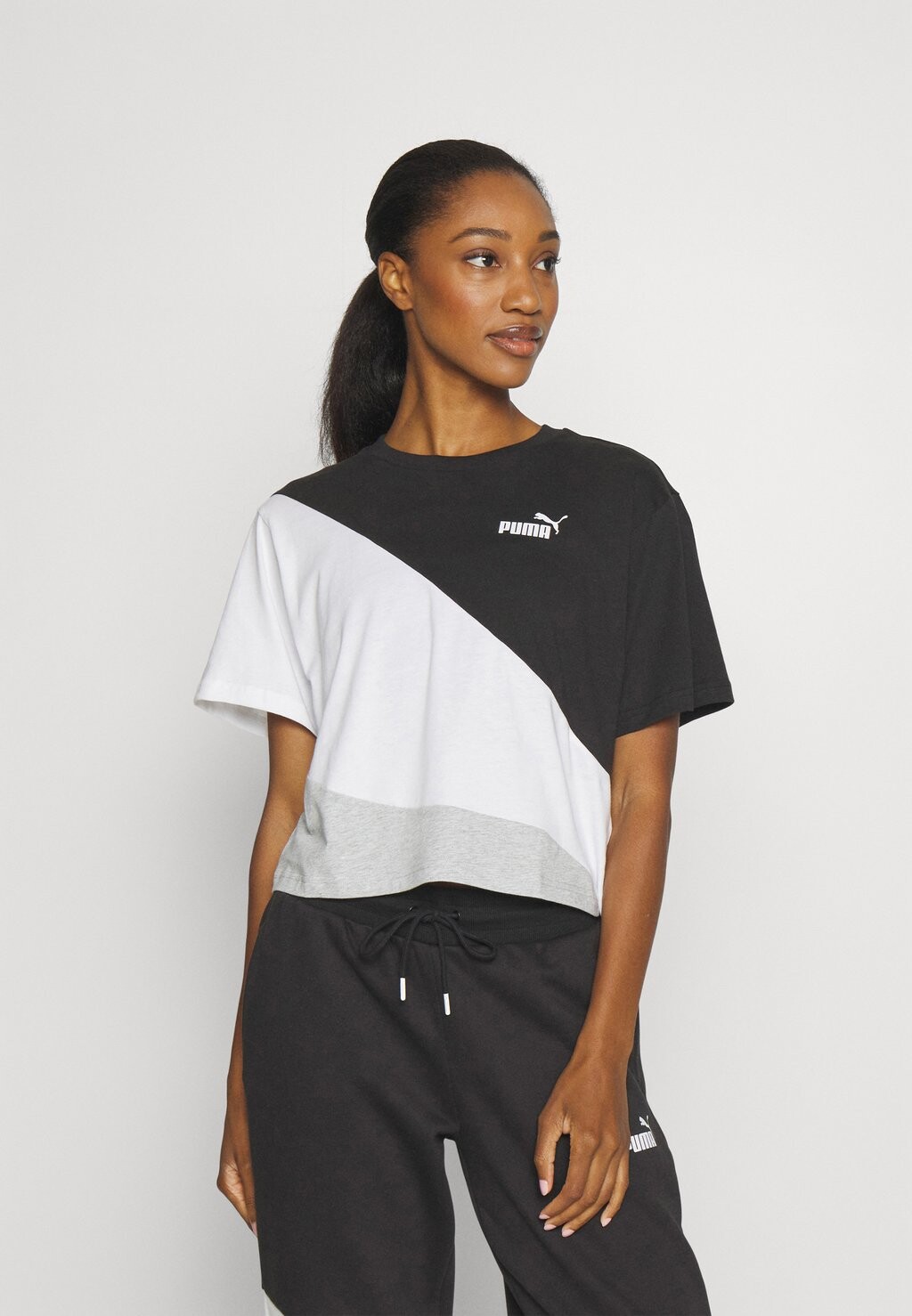 

Футболка с принтом POWER CAT CROPPED TEE Puma, черный