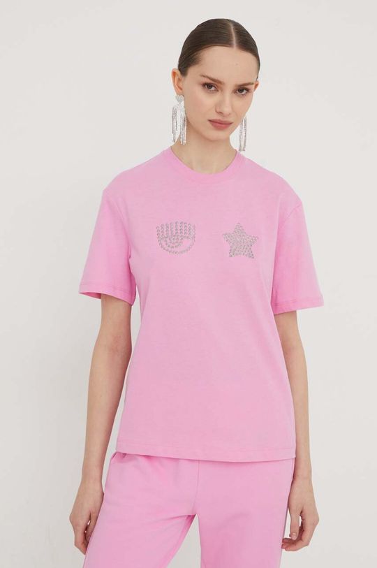 Хлопковая футболка Chiara Ferragni, розовый