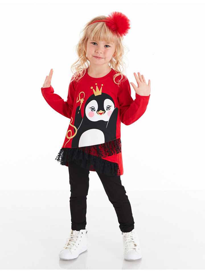 

Лонгслив Denokids 2tlg. Outfit Penguin, красный