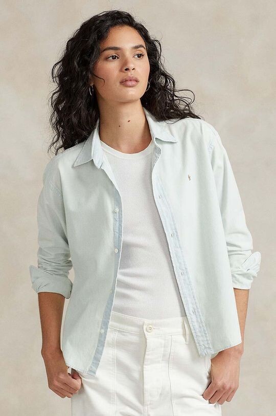

Хлопчатобумажную рубашку Polo Ralph Lauren, синий