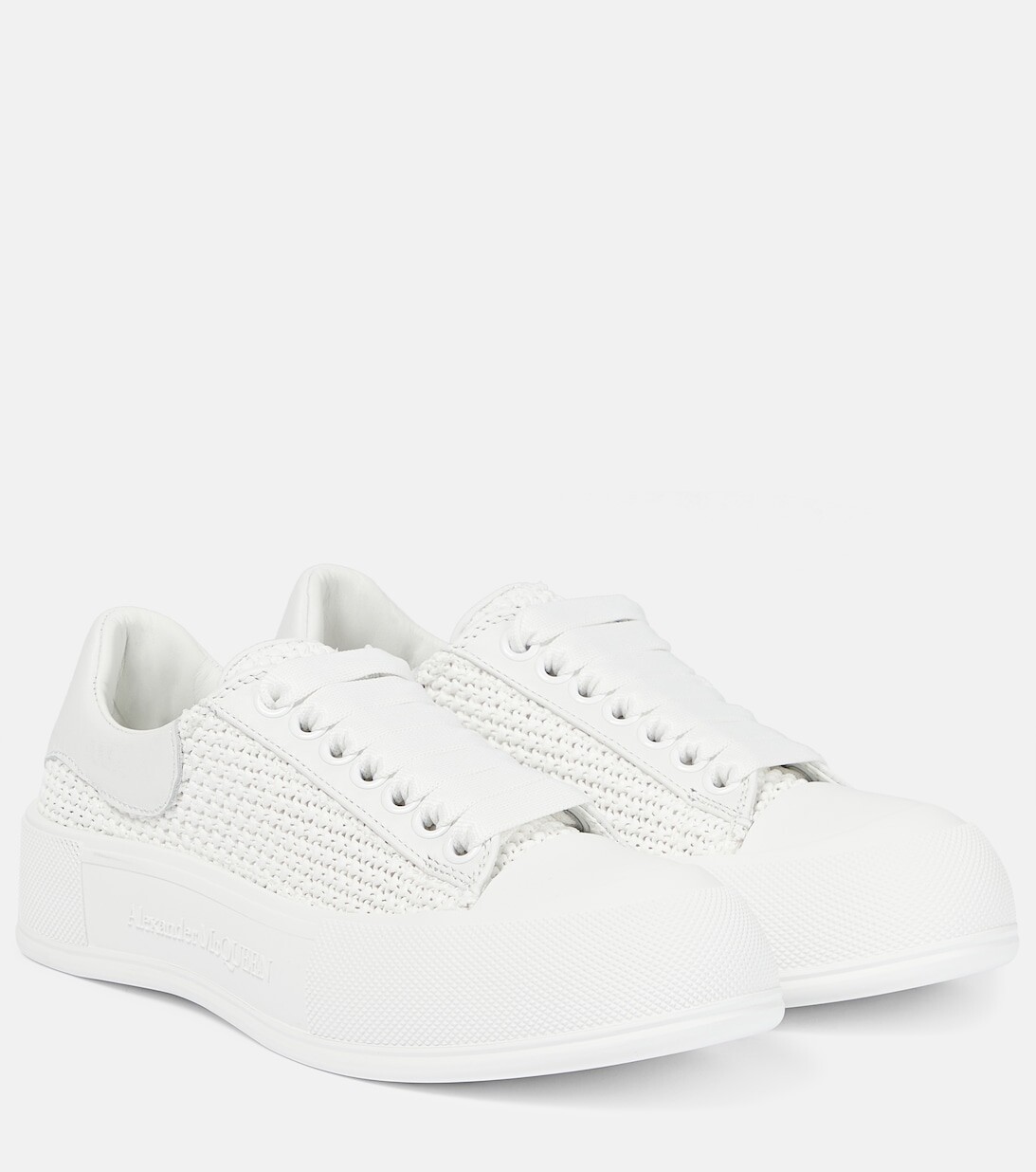 

Кроссовки Deck из рафии и кожи Alexander McQueen, белый