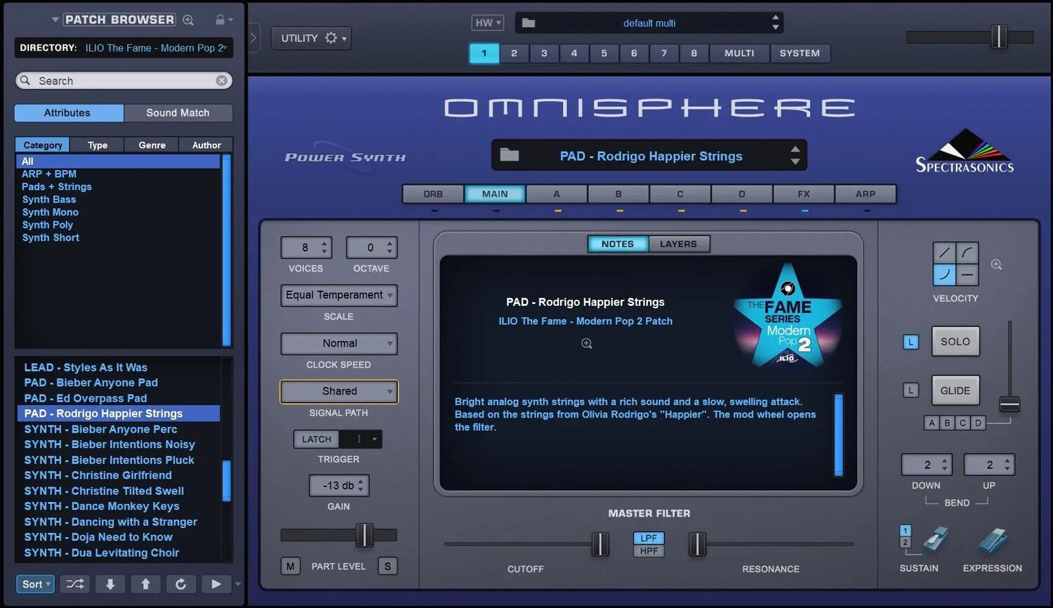 

Коллекция патчей Ilio The Fame Series Modern Pop 2 для Omnisphere 2