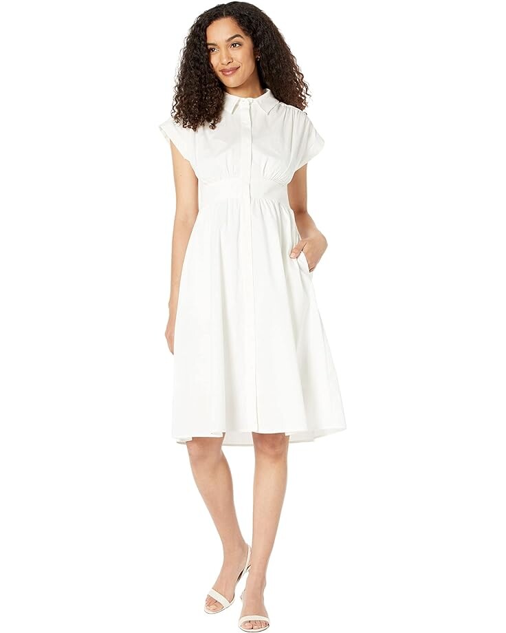 

Платье Maggy London Fit-and-Flare Belted Midi with Collar & Placket, слоновая кость, Бежевый