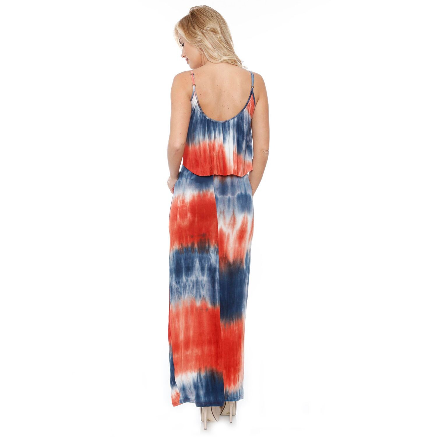 

Женское белое платье макси Mark Kalea Tie Dye White Mark, красный/розовый