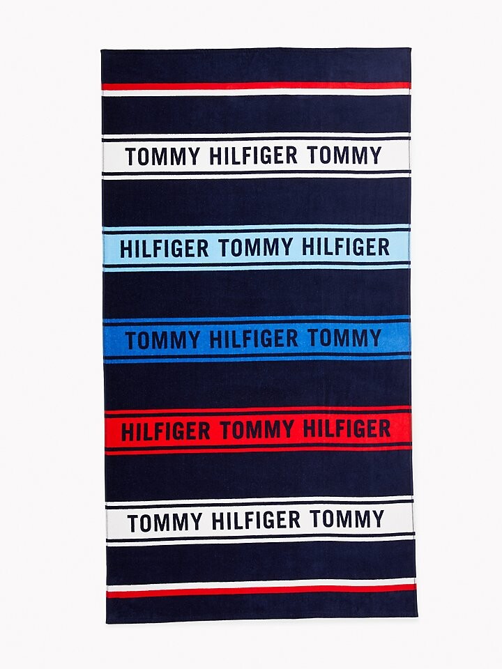 

Пляжное полотенце в полоску с логотипом Tommy Hilfiger, Черный