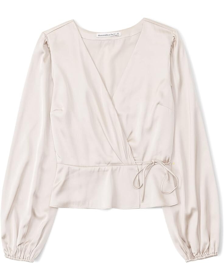 

Топ Abercrombie & Fitch Long Sleeve Satin Wrap Top, цвет Birch