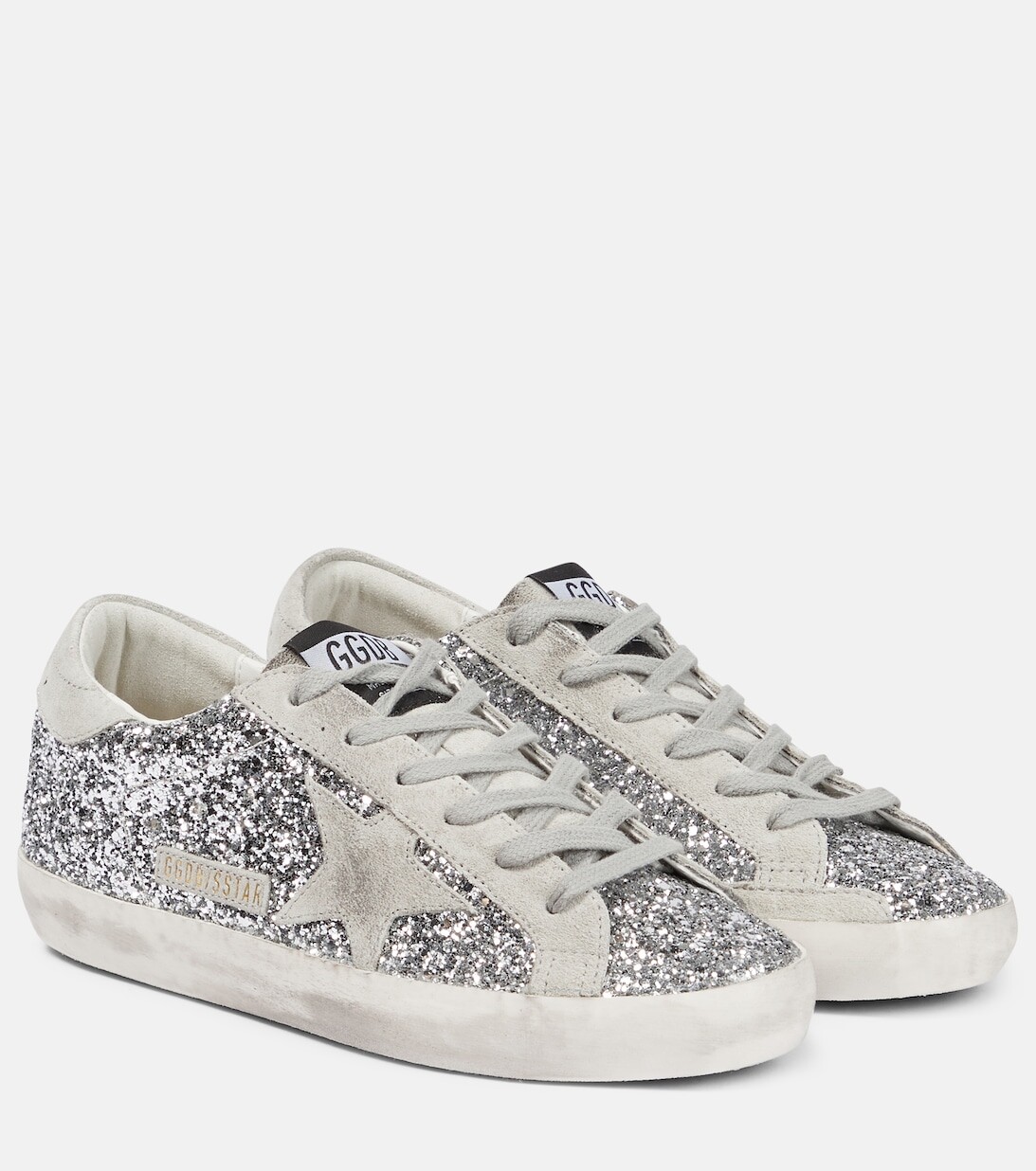 

Кроссовки Super-Star из блестящей замши Golden Goose, серебряный