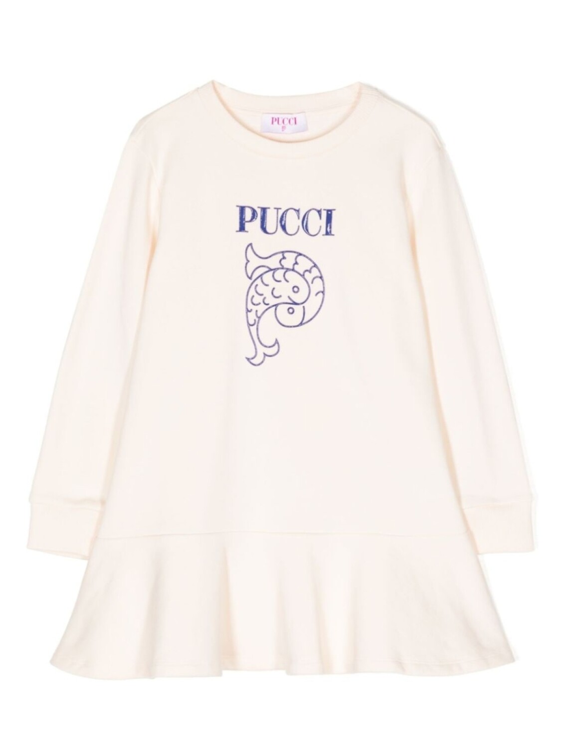

Pucci платье с баской и логотипом, нейтральный цвет