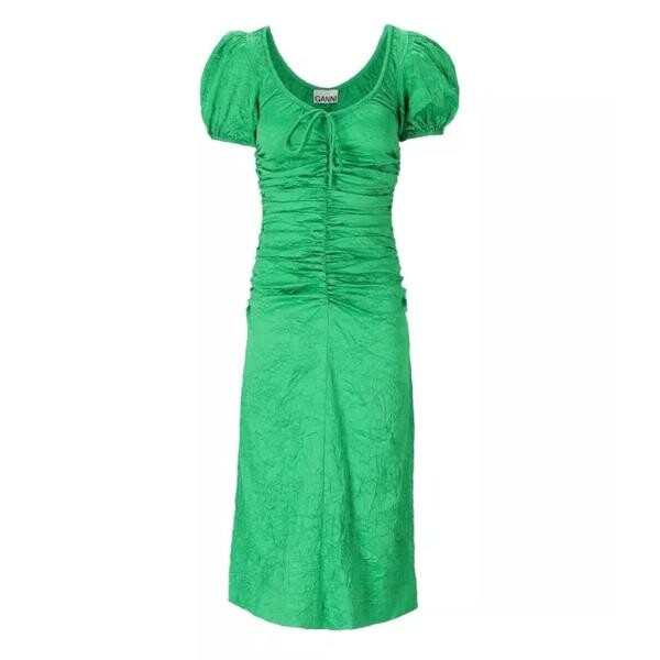 

Платье satin midi dress Ganni, зеленый