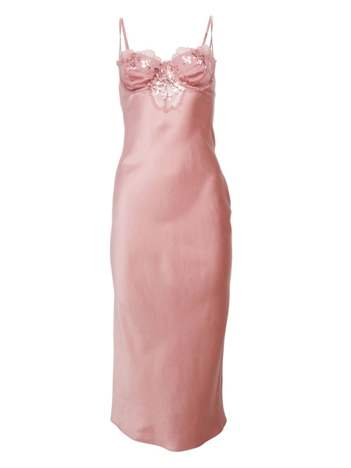 

Атласная ночная сорочка миди Fleur Du Mal, розовый