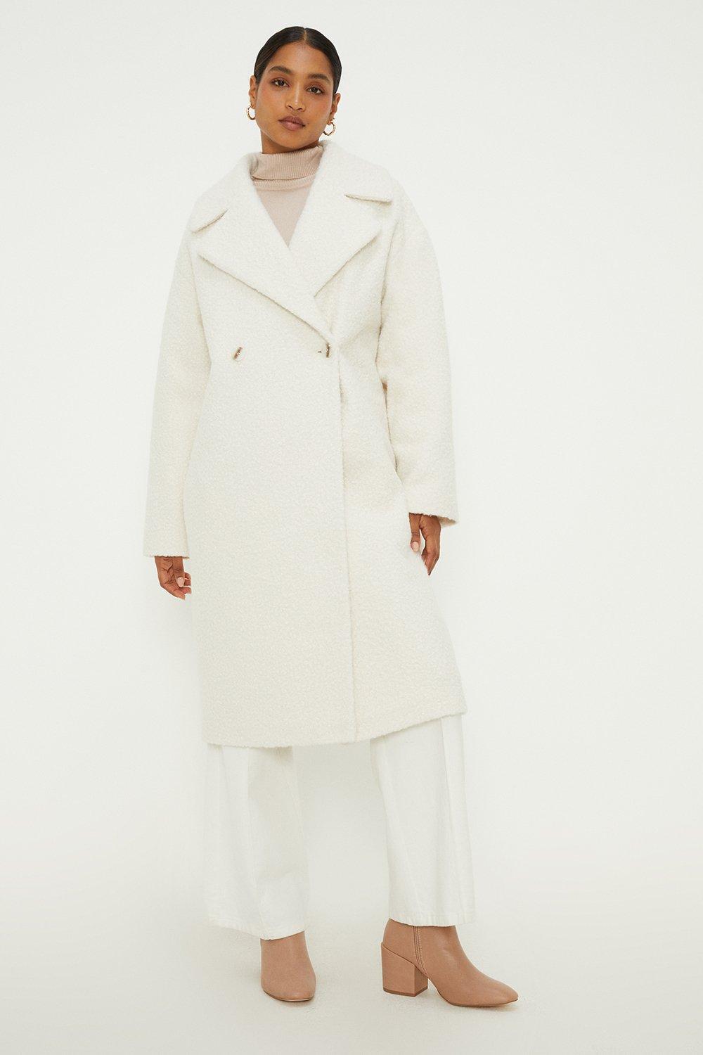 Двубортное пальто из букле Dorothy Perkins, белый короткое пальто букле bodyflirt белый