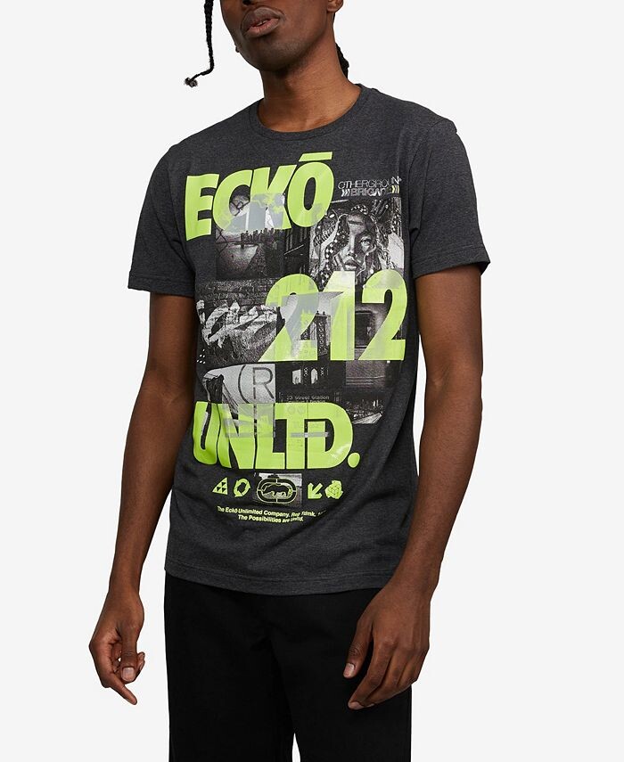 

Мужская футболка с рисунком Big and Tall Gridlock Ecko Unltd, серый