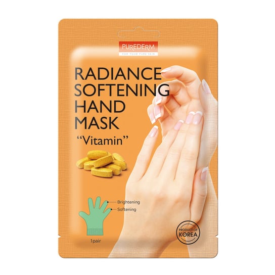 Витаминная» осветляющая и смягчающая маска для рук с витаминами 1 пара Purederm, Radiance Softening Hand Mask «
