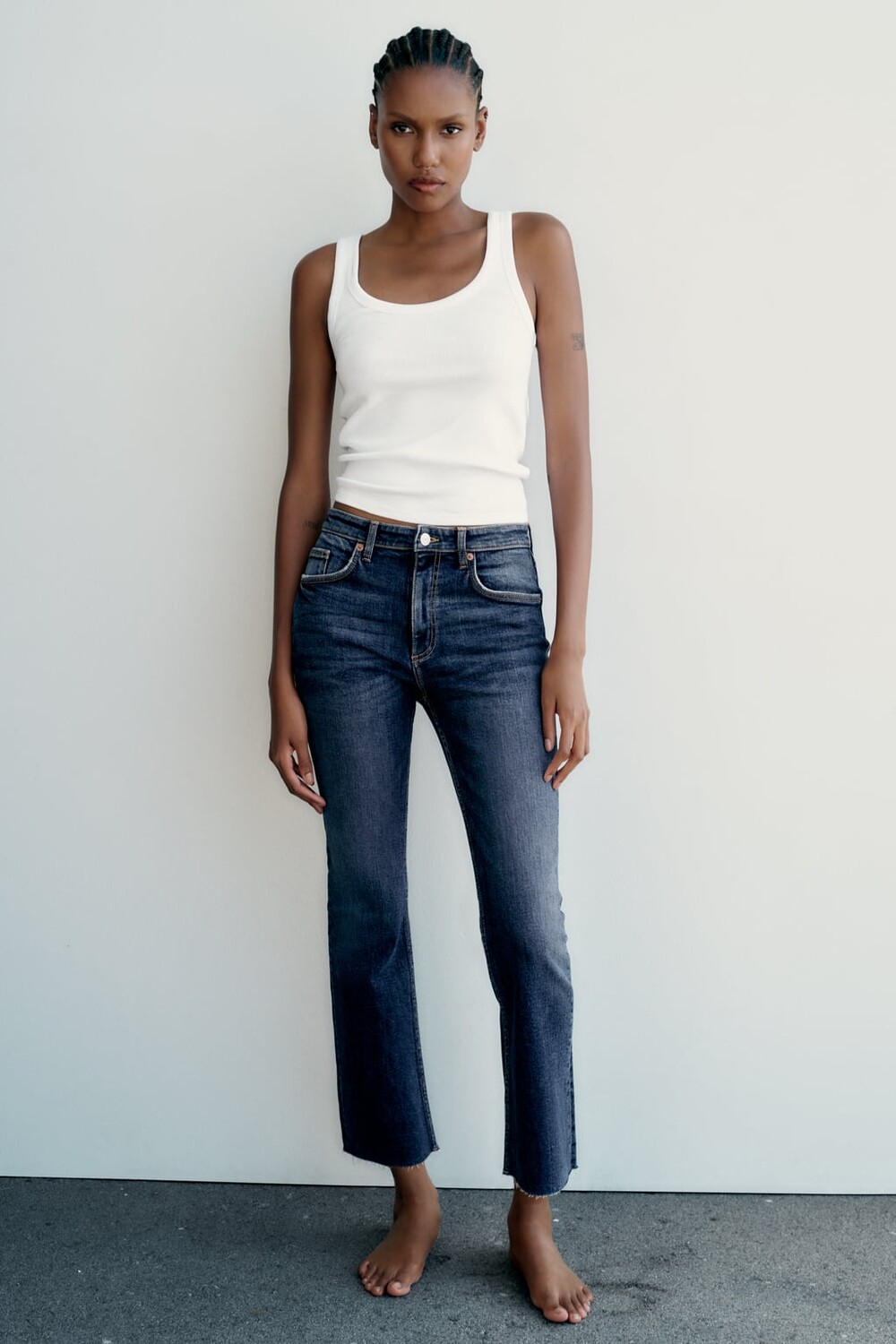 

Укороченные джинсы trf со средней посадкой ZARA, синий