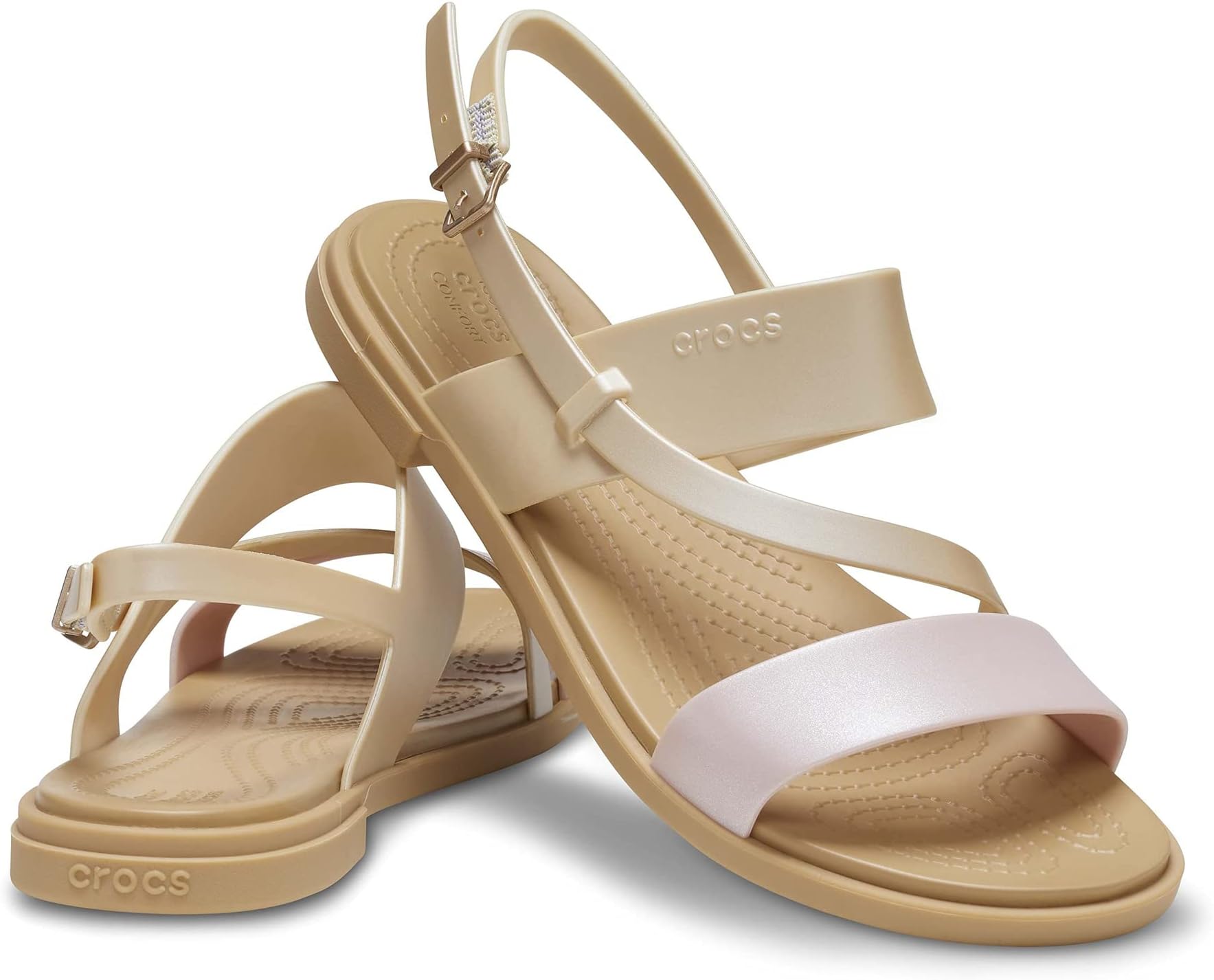 Сандалии на плоской подошве Tulum Strappy Sandal Crocs, цвет Pink Clay Shimmer