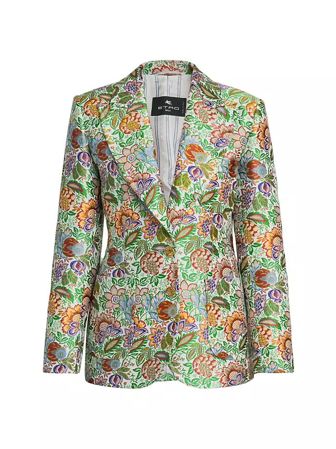 

Блейзер из габардина с цветочным принтом Tree of Life Etro, цвет multicolor floral