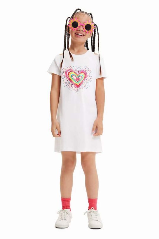 Детское хлопковое платье Desigual, белый детское хлопковое платье desigual бирюзовый