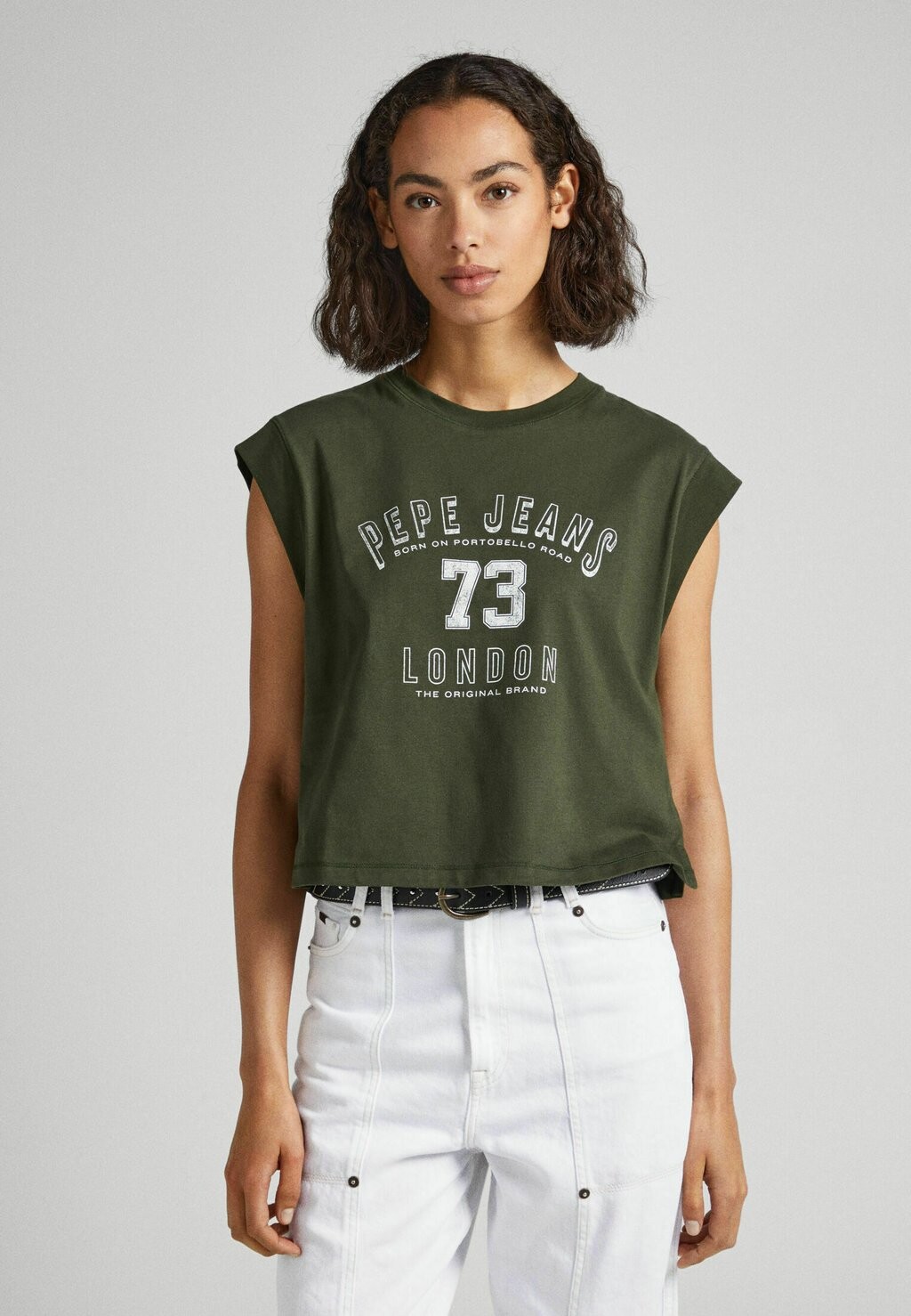

Футболка с принтом AMBER Pepe Jeans, цвет olive green