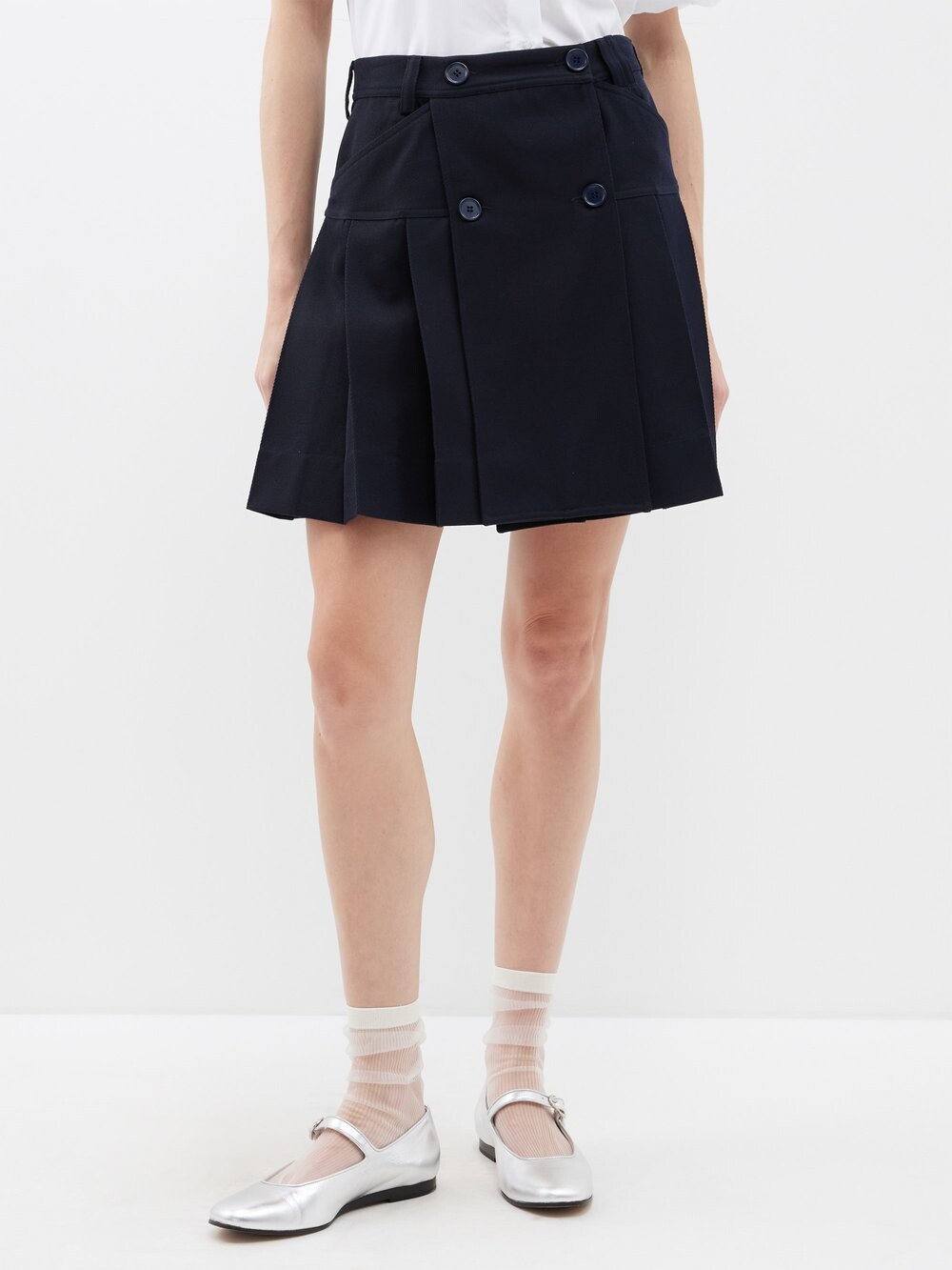

Мини-юбка со складками из твила Simone Rocha, синий