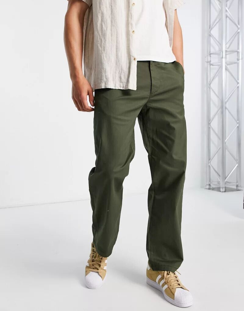 

Широкие брюки чиносы цвета хаки Selected Homme