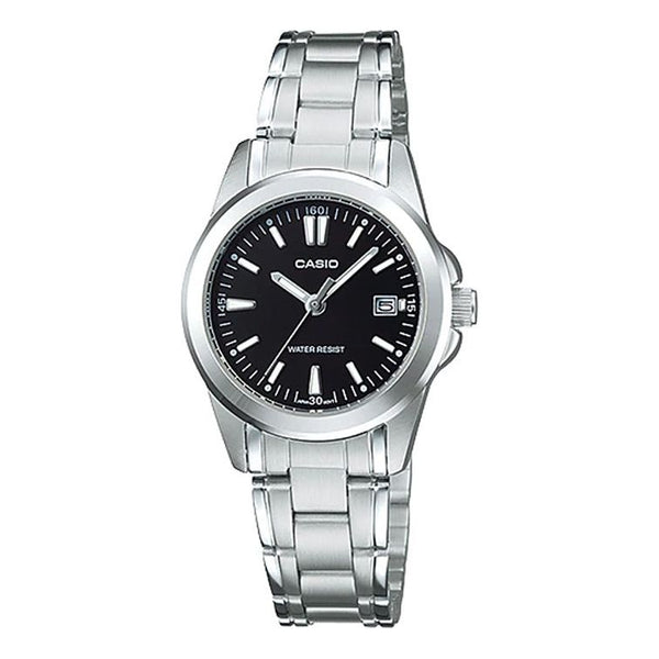 Часы CASIO Minimalistic Fashion Steel Strip Waterproof Quartz Watch Black Stainless Steel Strap, черный