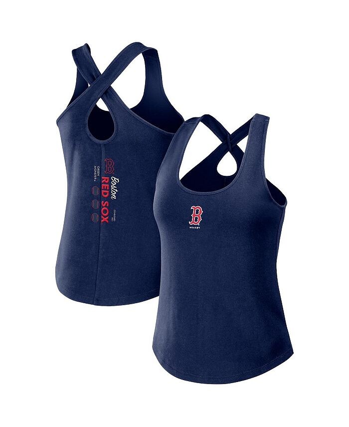 

Женская темно-синяя майка Boston Red Sox Cross Back WEAR by Erin Andrews, синий