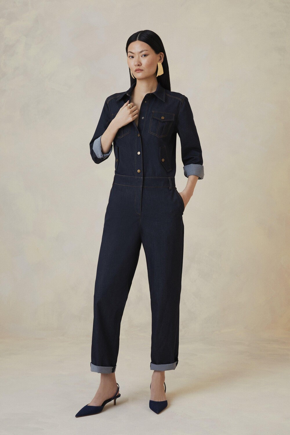 

Индивидуальный джинсовый комбинезон The Founder Karen Millen, синий