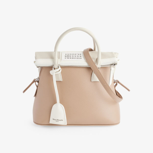 Кожаная сумка classique mini с верхней ручкой Maison Margiela, цвет biche/greige/white