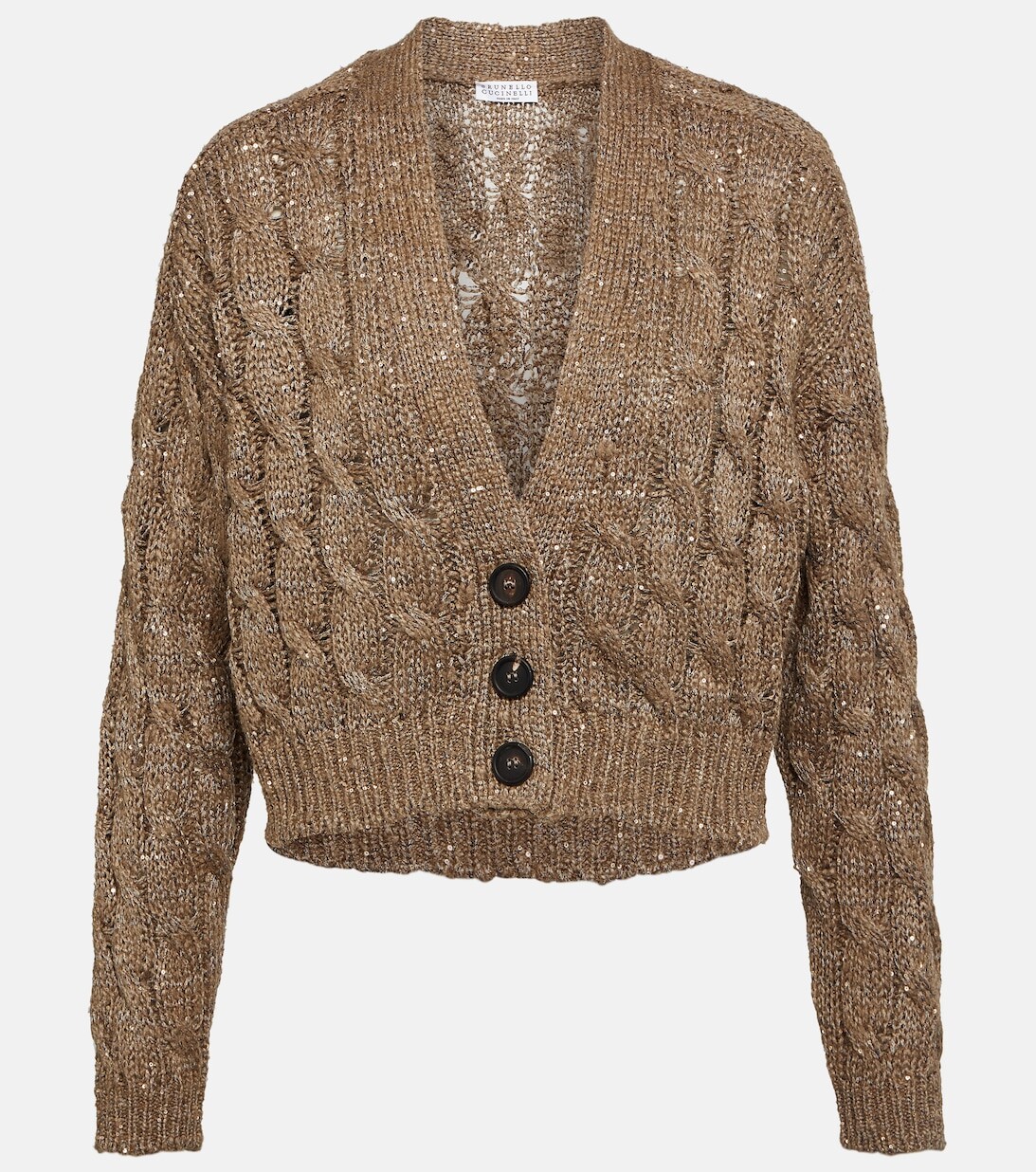

Украшенный косами кардиган BRUNELLO CUCINELLI, коричневый