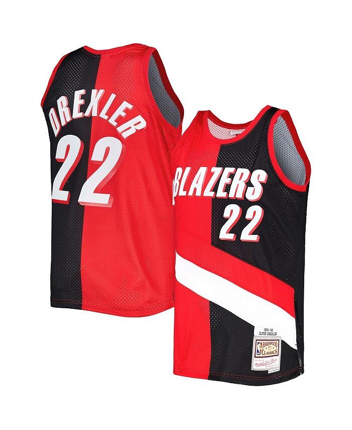 

Мужская майка Clyde Drexler Red, Black Portland Trail Blazers Hardwood Classics 1991-92 Split Swingman Mitchell & Ness, красный