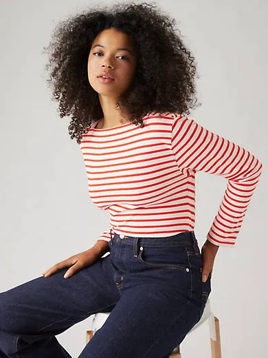 

Футболка Bay Sailor с длинными рукавами Levi's, цвет Open Water Stripe - Red