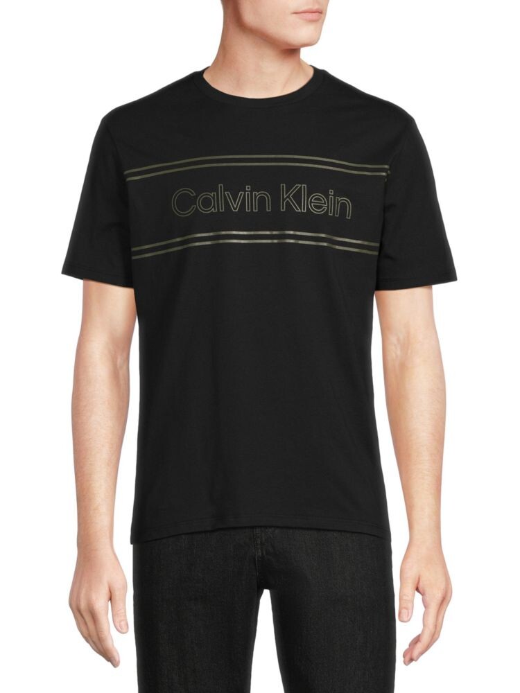 

Двухцветная футболка с логотипом Calvin Klein, черный