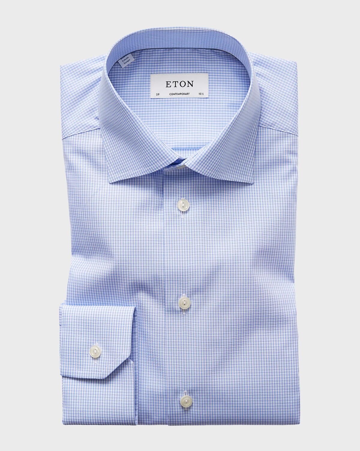 

Мужская классическая рубашка в мелкую клетку современного кроя Eton, цвет Light Blue