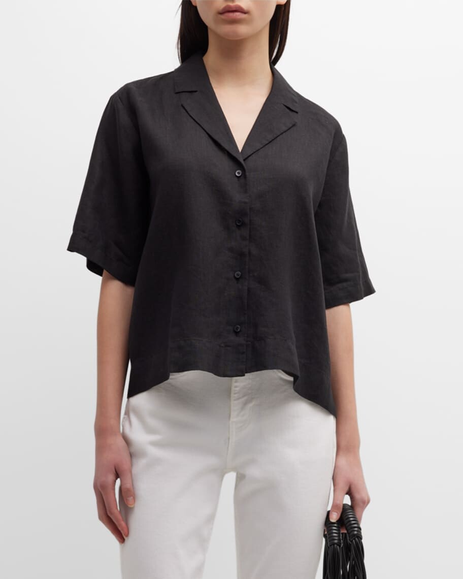 

Легкая льняная рубашка свободного кроя с короткими рукавами Eileen Fisher