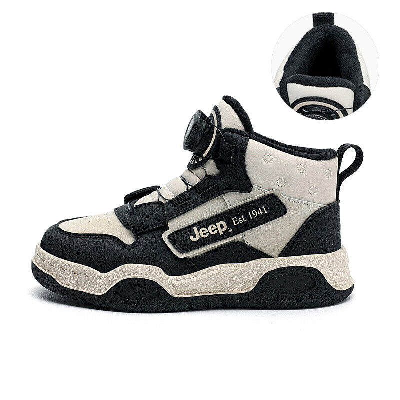 

Кроссовки Jeep Kids Skateboarding Shoes Kids High-top Black, слоновая кость/черный