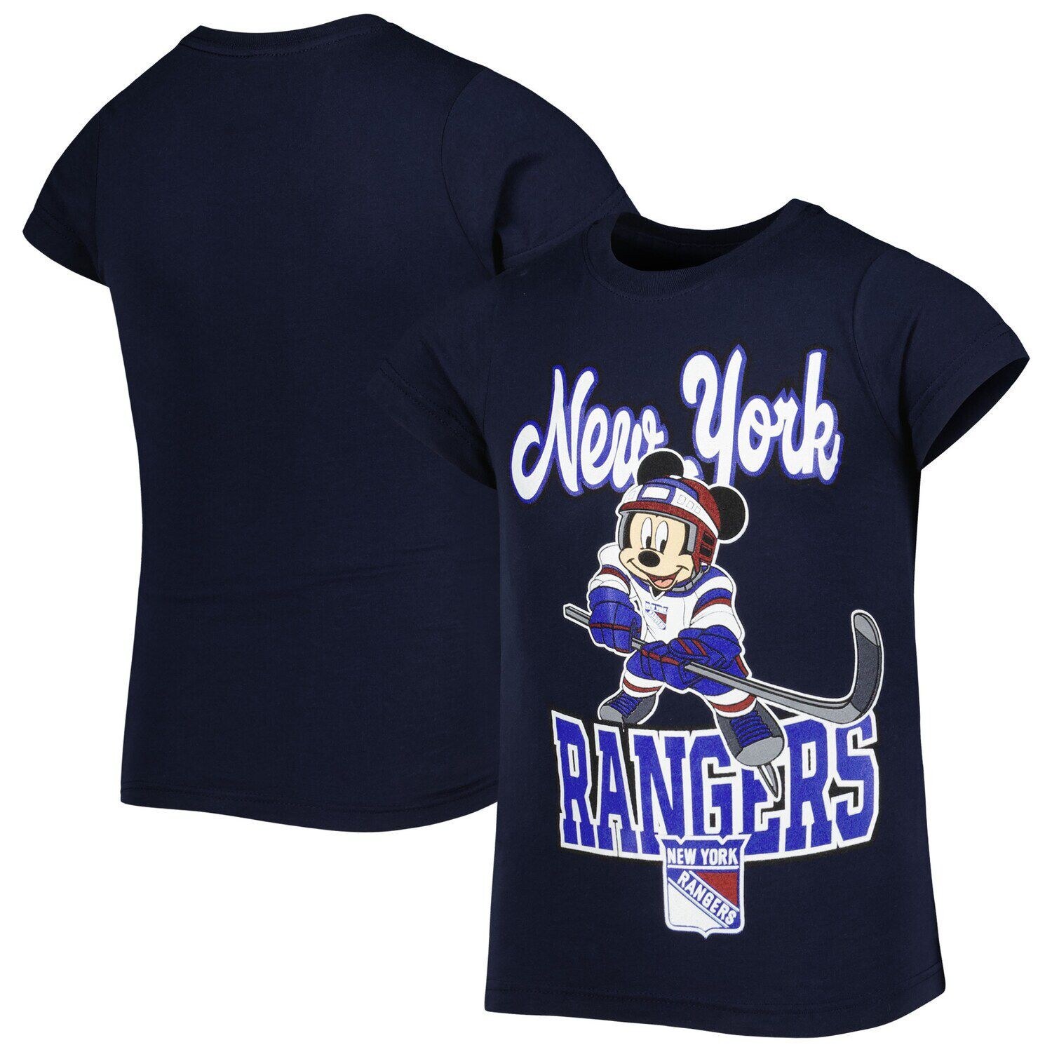 

Молодежная синяя футболка New York Rangers с Микки Маусом Go Team Go Outerstuff