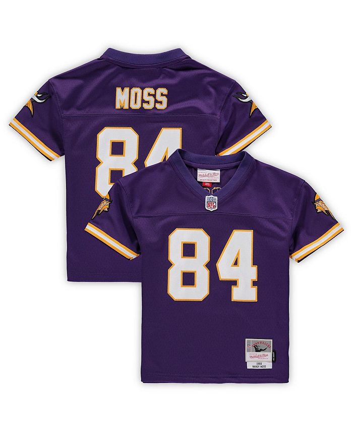 Джерси Randy Moss Purple Minnesota Vikings 1998 года для мальчиков и девочек дошкольного возраста, вышедшее на пенсию Legacy Mitchell & Ness, фиолетовый