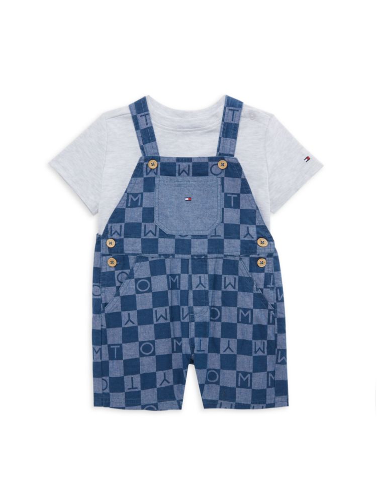 Комплект из двух предметов: футболка и комбинезон для мальчика для мальчика Tommy Hilfiger, синий фото