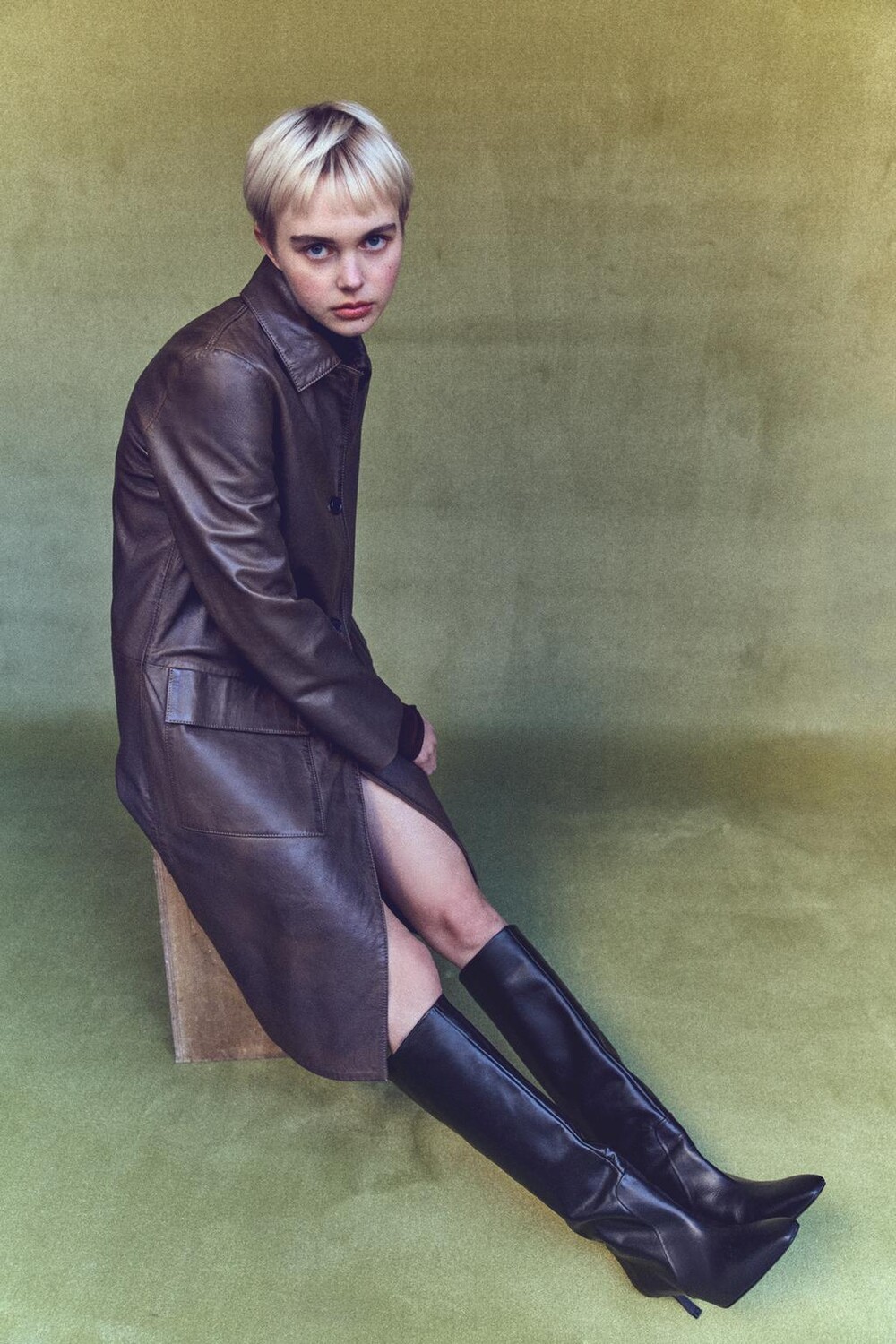 

Кожаные ботинки на высоком каблуке ZARA, черный