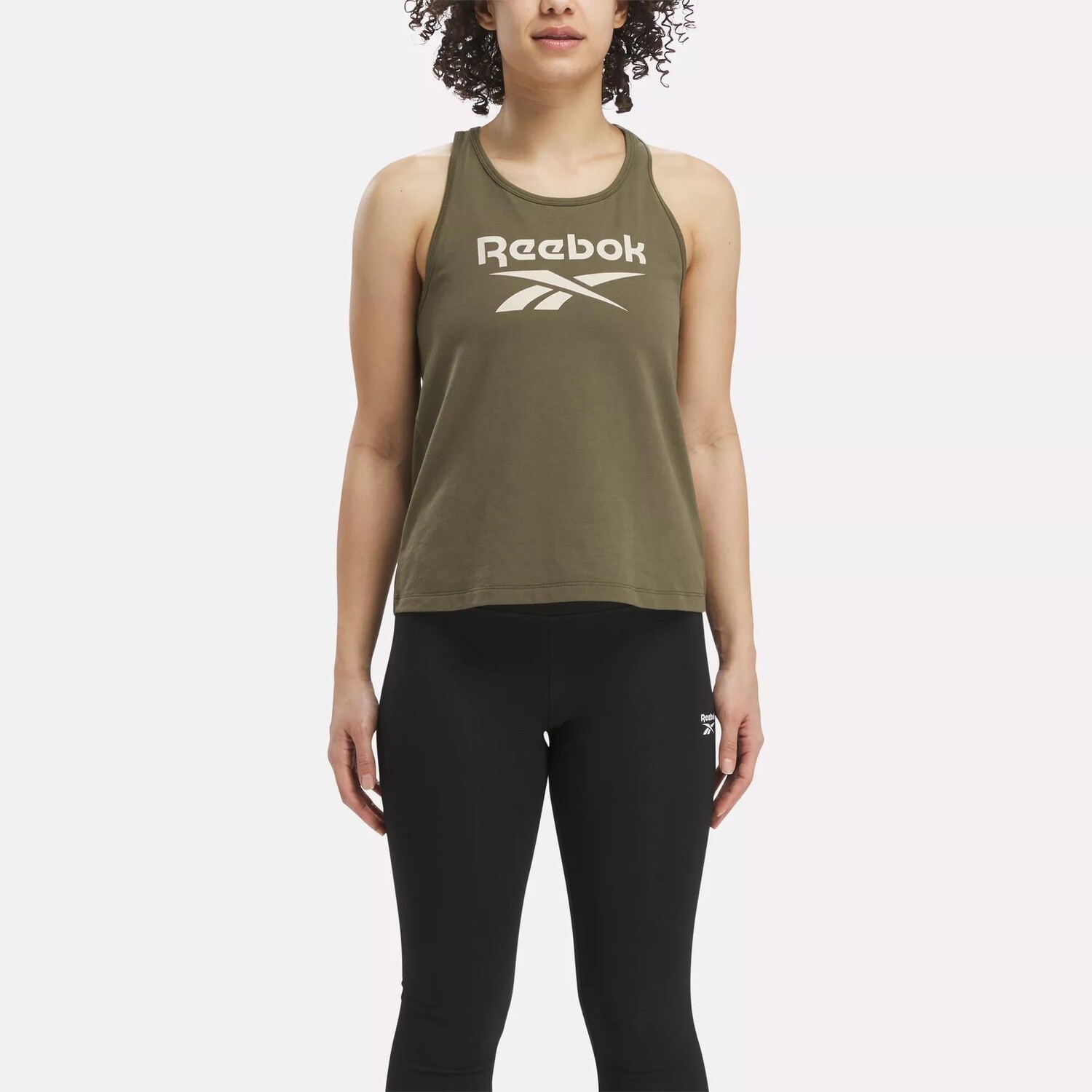 Майка Reebok Identity с большим логотипом, цвет Army Green