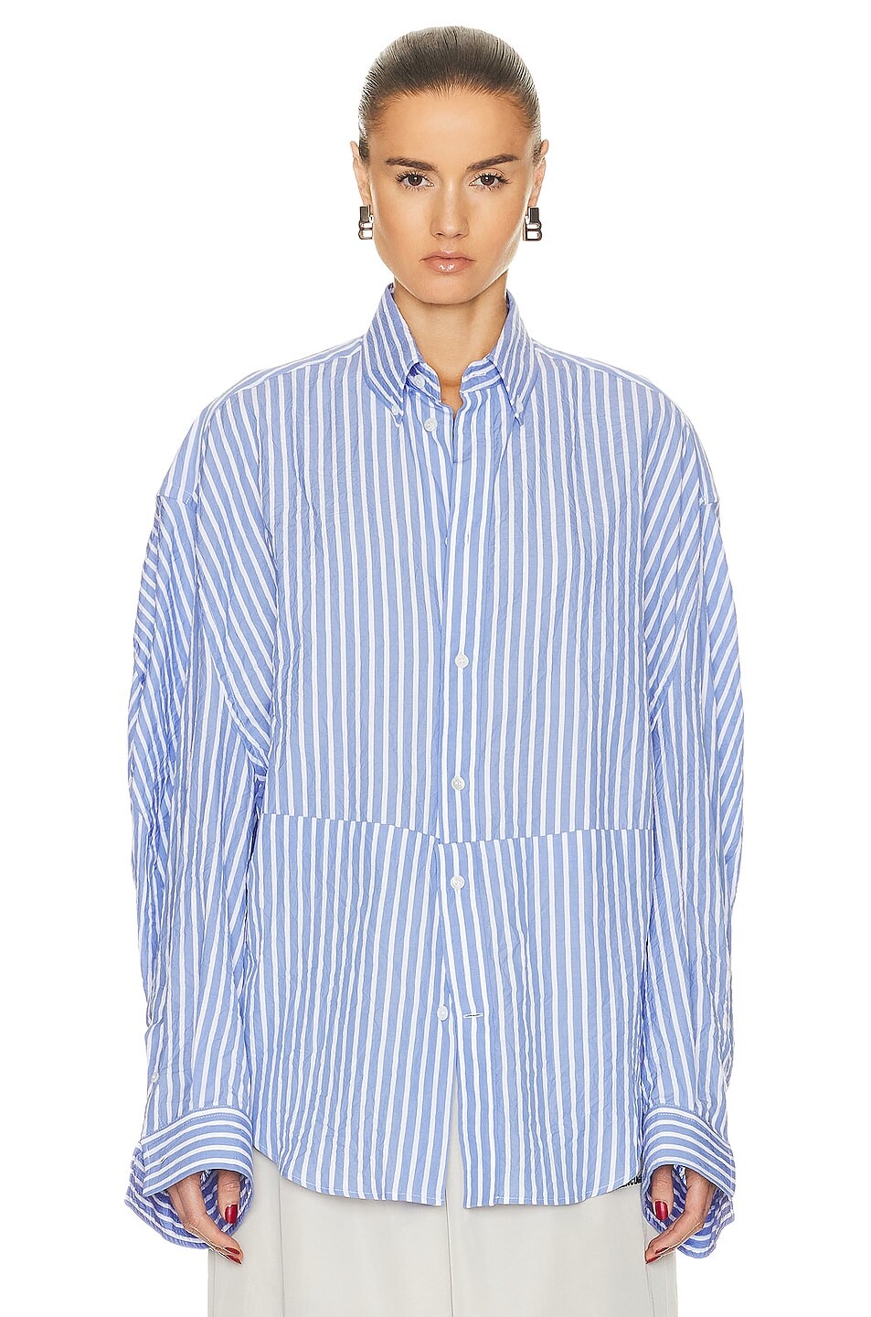 

Рубашка Balenciaga Twisted Sleeve, цвет Light Blue & White