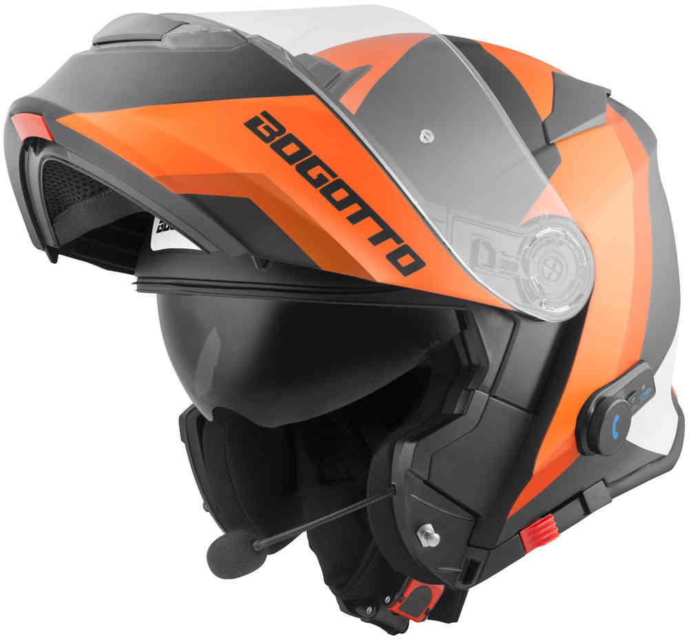 Bluetooth-шлем V271 BT Zabu Bogotto, черный матовый/оранжевый цена и фото
