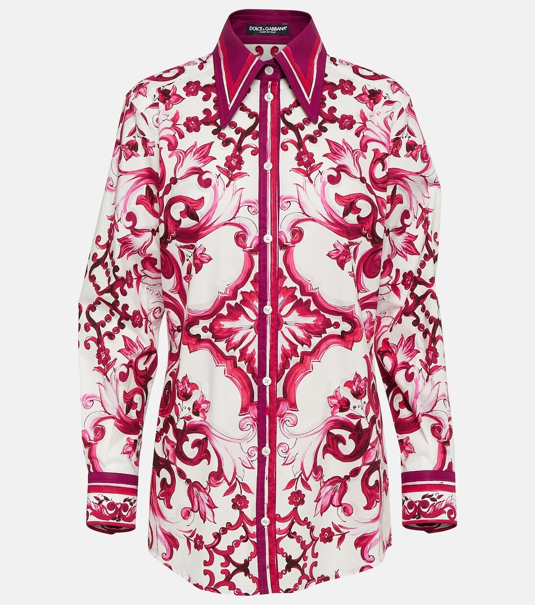 

Рубашка из хлопкового поплина с принтом майолика DOLCE&GABBANA, розовый
