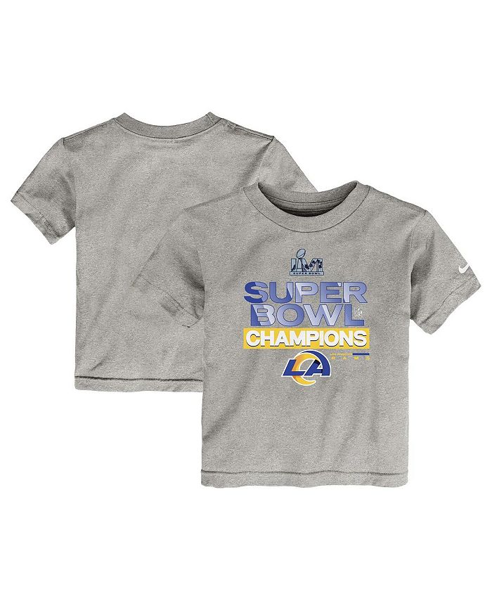 Футболка для маленьких девочек и мальчиков Хезер Грей Los Angeles Rams Super Bowl LVI Champions Locker Room Trophy Collection Nike, серый