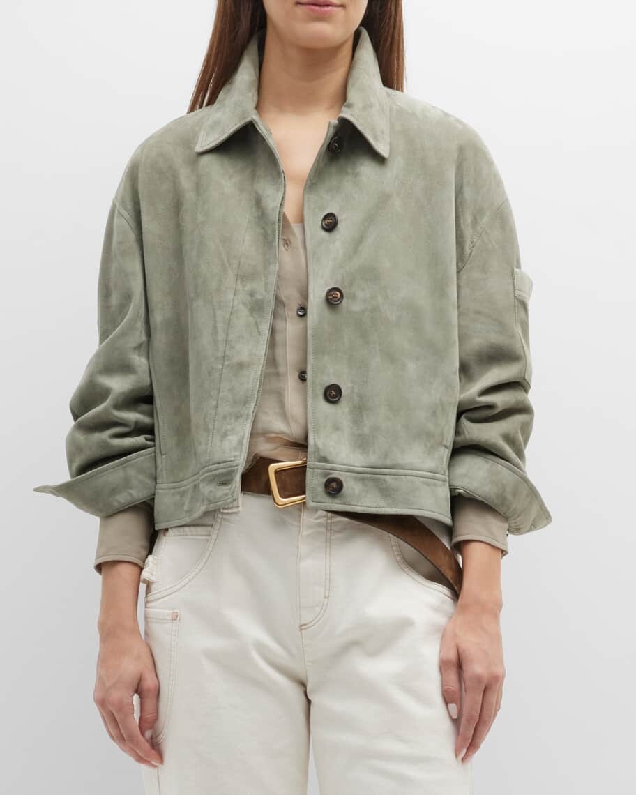 

Укороченная замшевая куртка Monili-Trim Brunello Cucinelli